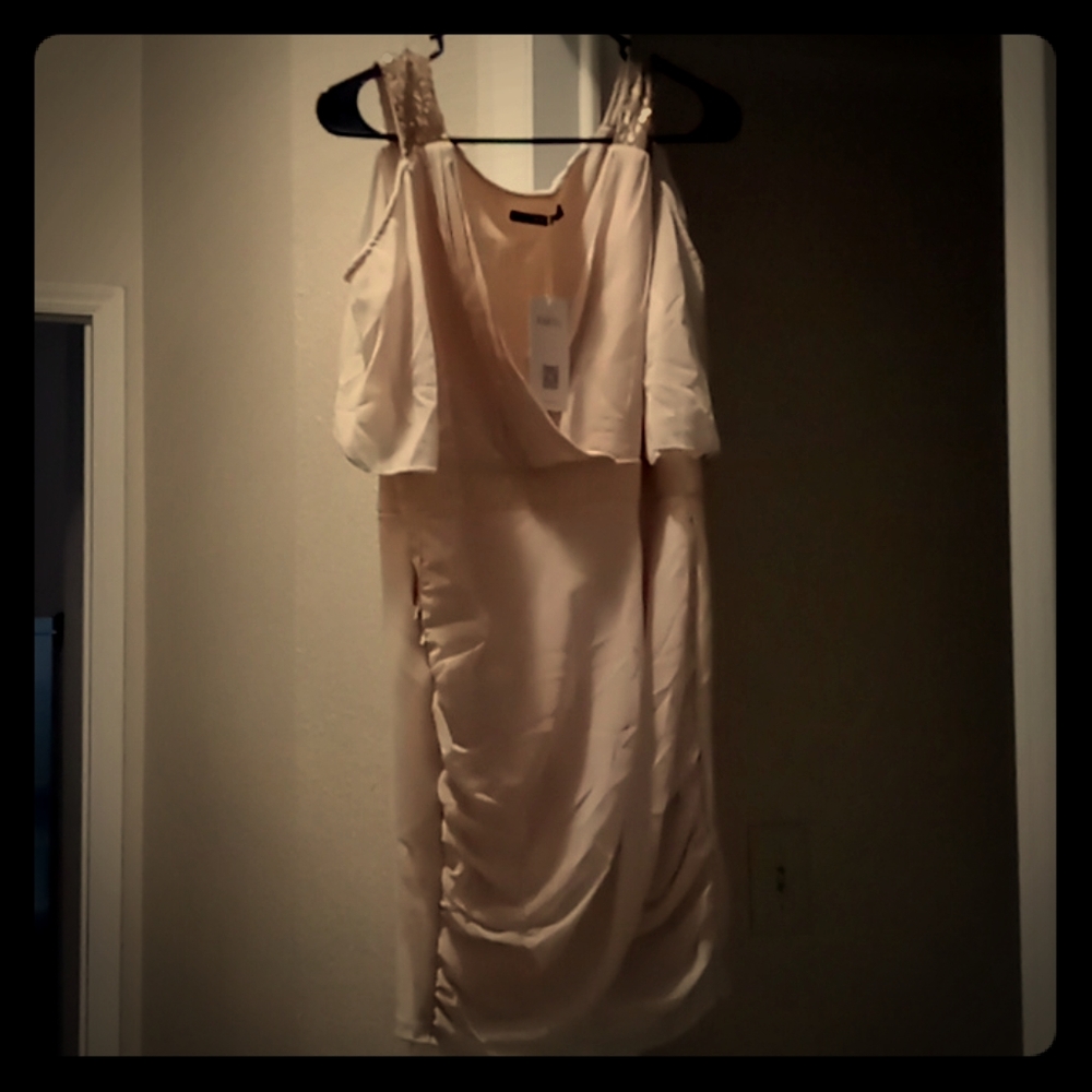 Blush color , chiffon mini dress with sequin.